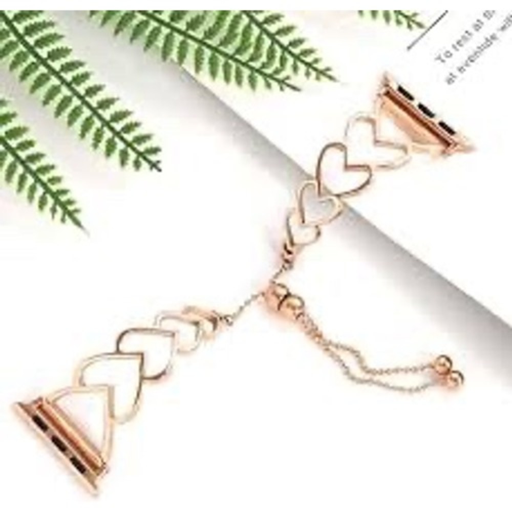 Samhity Apple Watch Band Heart Link OS Rose Gold Jewelry Adjustable Boho Gift